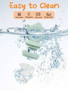 4 piezas Alimentador de bebé con frutas y verduras con mango, herramienta de alimentación complementaria, incluye 3 tetinas, juguete de dentición con forma de oso de dibujos animados para bebés - Multicolor - Ver 10