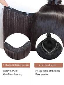 Tóc giả dài thẳng, chịu nhiệt, hình chữ V, 4 kẹp cài, màu nâu đen nâu đậm, thích hợp cho nhiều dịp. - Nhiều màu - Xem 4