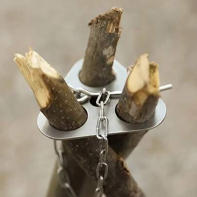 1pc Portable Tripod Installation Board, Turns Branches Into Campfire Grate, With Adjustable Hanging Chain And Storage Bag, Perfect Camping Accessory