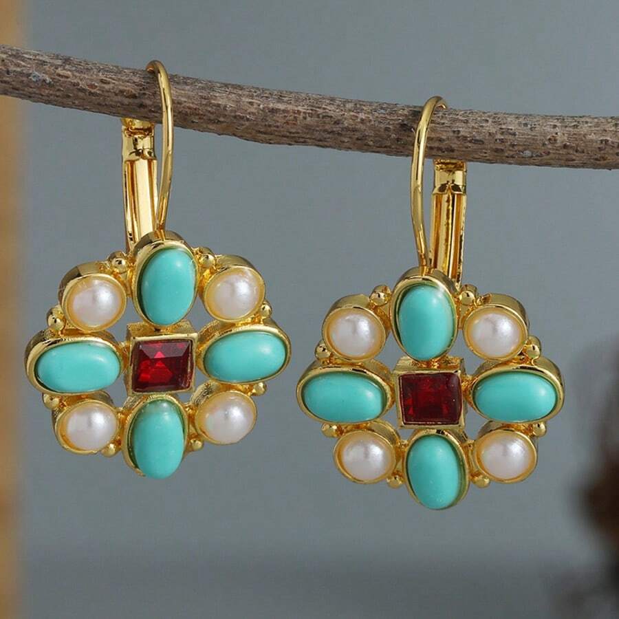 Elegante Retro Blumen Ohrringe, Damen Ohrringe, Boho Stil kreatives Schmuckgeschenk - Gold - Übersicht 1