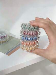 3条果冻色螺旋发圈，弹性防水，简约百搭，时尚优雅，女士发饰，适合高马尾、浓密头发，休闲、上学、派对、度假、穿搭配饰，适合春、夏、秋、冬四季佩戴。 - 彩色 - 查看 15