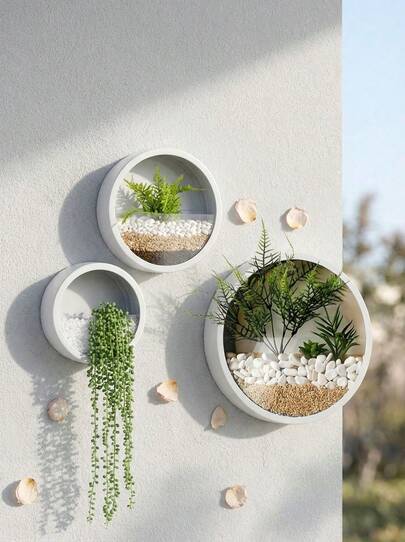 Modern Round Glass Wall Hanging Planter, Succulent Flower Pot, Round Iron Hanging Flower Pot/Vase, Suitable For Growing Herbs, Small Cacti, Great For Balcony, Room And Yard Decor