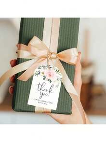 Thank You Tags, 100 PCS Flower Personalized Gift Tags For Wedding, Bridal Showers, Party Gift Wrapping (5 X 7.5cm/1.9 X 2.9in) - View 3