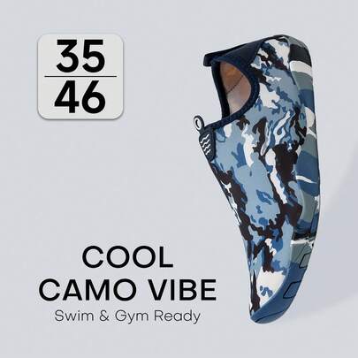 Giày đi nước cho nam nữ, kiểu dáng slip-on, in họa tiết rằn ri, chất liệu lưới nhẹ, thích hợp cho bãi biển, hồ bơi, bơi lội, yoga, thể thao dưới nước, cảm giác như đi chân trần.