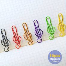 10/20/100 piezas de clips de papel con forma de nota musical de colores, color aleatorio, organizador de archivos - Multicolor - Ver 6