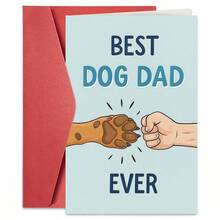 1PC Cute "Best Dog Dad Ever" Father's Day Card (With Envelope) - Fist Bump With Paw Illustration, Greeting Card For Dog Dads - Multicolor - View 1