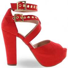MODARPE Women Heeled Sandals - Red - View 3