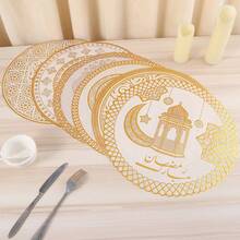 1个随机印花杯垫，星月图案餐垫，圆形餐桌垫，防水防滑餐具垫 - 彩色 - 查看 1