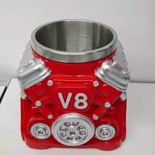 1 chiếc cốc cà phê hình động cơ cổ điển, cốc thép không gỉ hình động cơ V8, quà tặng sáng tạo dành cho nam giới, cốc giữ nhiệt hai lớp có tay cầm in hình ô tô, thích hợp làm quà tặng Ngày của Cha, Giáng sinh, cho chồng, thợ máy, người đam mê ô tô. - Đỏ - Xem 6