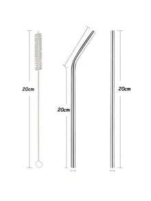 1/2/6pcs Reusable Stainless Steel Straws With Cleaning Brush, Suitable For 30/40oz Cups - View 12