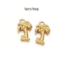 5pcs/Pack Stainless Steel Plant Pendant, 3D Embossed Craft DIY Jewelry Accessories, Necklace Bracelet Charm Pendant, DIY Jewelry Making Pendant - Plant Pendant - View 19