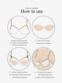 2片/4片装硅胶胸垫内衣衬垫，小胸聚拢扁平胸部使其看起来更大，防水假胸垫，泳衣比基尼文胸内置隐形胸垫 - 彩色 - 查看 9