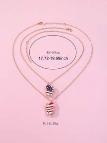 Bộ 2 chiếc dây chuyền thời trang trẻ em hình quốc kỳ ngày Quốc khánh 4 tháng 7, làm bằng hợp kim kẽm, đính ngọc trai giả, có nam châm, thích hợp để đeo hàng ngày và trong các dịp lễ. - Nhiều màu - Xem 4