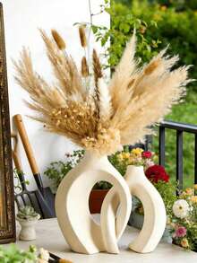 Modern Scandinavian Style White Vase With Intricate Swirl Pattern, Suitable For Home, Office Or Entryway Decor, Perfect For Dried Flowers And Greenery. An Ideal Valentine's Day Gift - High-grade Sandstone - View 5