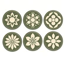 1套6入花卉木製杯墊組 - 10*10cm，2D平面印花，波希米亞風格設計，適用於咖啡杯和茶杯，廚房、婚禮、居家和餐廳裝飾，桌面裝飾，廚房裝飾，節日禮物選擇，廚房配件，居家裝飾，送給媽媽、爸爸、朋友、妻子、丈夫、孩子、同事的禮物，可選1套、2套或31套，父親節禮物 - 綠色 - 查看 9