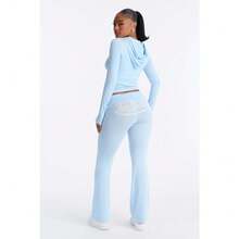 2026 New Fashion Sports Slim Printed Letter Long Sleeve Jacket And Tight Pants Set For Women - Blue - View 3