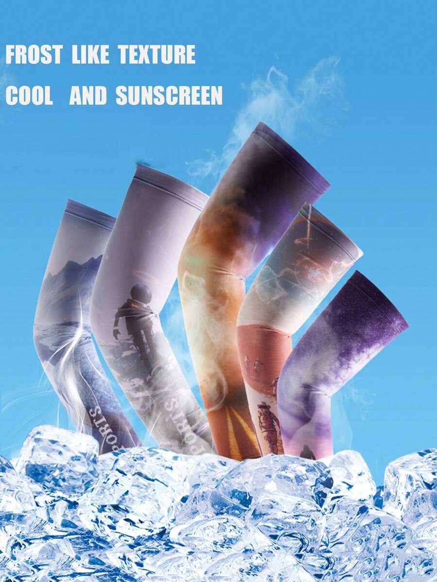 1 双星空印花休闲涤纶袖套，透气防晒，男士适用，春夏款 - A - 查看 1