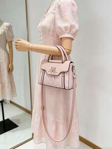PIANEE Cute Flamingo Decor Mini Bag - Shoulder Crossbody Bag With Printed Pearl Pendant, Detachable Gold Chain Strap, Women Party/Date Gift - Pink - View 6