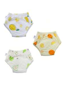 Bộ 3 chiếc quần lót tập đi vệ sinh cho trẻ nhỏ, quần tập đi vệ sinh có họa tiết hình trái cây, quần lót tái sử dụng được cho bé trai và bé gái. - Nhiều màu - Xem 8