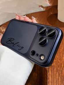 [Customized] Personalized Customized DIY Name Phone Case Suitable For IPhone 17 Pro Max, 17 Pro, 17 Air, 17, 16 Pro Max, 16 Pro, And 16, 15, 14, 13, 12 With Camera Protection Back Cover - Blue - View 3