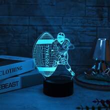 Đèn ngủ LED 3D ảo ảnh hình quả bóng đá/bóng bầu dục, dùng nguồn USB, quà Giáng sinh cho bé gái, bé trai, thanh thiếu niên, lính cứu hỏa, trang trí phòng ngủ, phòng trẻ em. - ánh sáng đa sắc - Xem 3