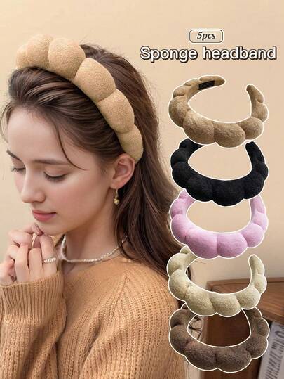 1个复古云朵海绵发箍，女士高帮压缩宽边设计，防滑，适合洗脸，秋冬季节适用，甜美可爱发箍，发圈