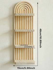 1pc Boho Wave Pattern Wooden Wall Frame, Rainbow Arch Wooden Hanging Storage Rack, Farmhouse Style Hanging Plant Shelf, Multi-Functional Wall Mounted Bookshelf And Display Rack, Easy To Install, Versatile Home Decor For All Seasons, Perfect Gift For Back-To-School Rainbow Decor - Can Be Used To Display Candles, Decorations, Books, Suitable For Bedroom, Living Room, Entryway (Color And Style Random) - Apricot - View 9