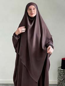 两件套头巾+长袍组合套装，长袍袖口带松紧带，胸围230厘米，衣长143厘米，宽松舒适，头巾长140厘米 - 彩色 - 查看 6