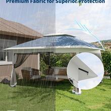Cenador plegable de 3x3 m, carpa de jardín con doble techo y mosquitera, incluye 4 sacos de arena y bolsa de transporte. Carpa instantánea, altura regulable, ideal para jardín y eventos. - Azul Marino - Ver 3
