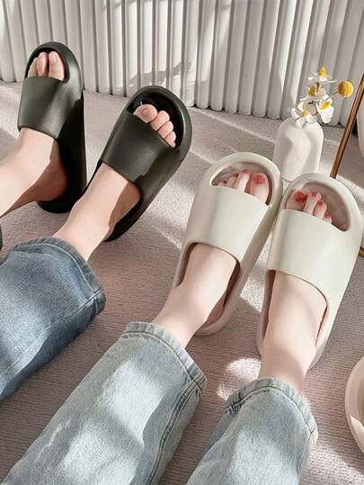 1 par de chanclas unisex súper suaves y antideslizantes, aptas para uso en interiores y exteriores, secado rápido para fiestas en la piscina, hogar y dormitorio, sandalias de playa de verano antideslizantes de EVA, zapatillas de baño gruesas, chanclas de piscina para el hogar de secado rápido y antideslizantes, sandalias de verano para el hogar de damas, zapatillas de casa de dedo abierto, chanclas de piscina para estudiantes y dormitorio