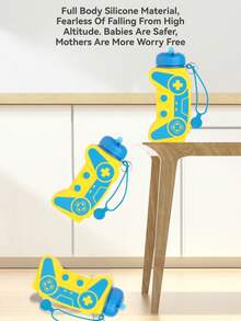 Game Controller Collapsible Silicone Kids Water Bottle 600ml, Platinum Silicone, Foldable & Drop Resistant, Carabiner Clip, Leakproof | Eid Gift, Ramadan Special, Backto School, Easter Basket, Christmas Stocking Stuffer For Boys Girls Gamers - Multicolor - View 7