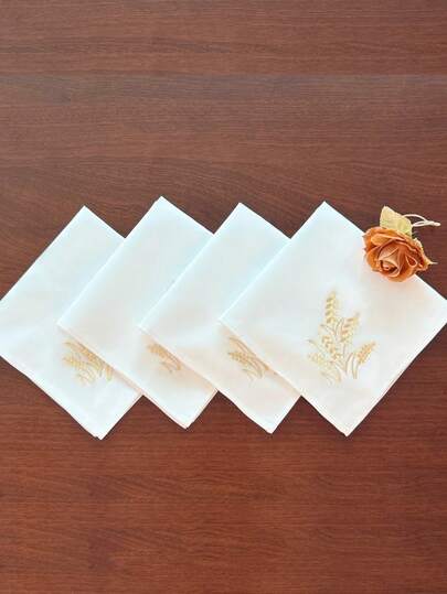ポリエステル製キッチンナプキン 1枚/4枚入り、刺繍入り正方形テーブルナプキン、汚れ防止装飾ナプキン ダイニングテーブル、オフィスデスク、コーヒーテーブル、バニティ、室内外、パーティー、結婚式、ホームデコレーション用