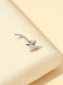 1个钛金G23L白色锆石精致鼻环 - 銀色 - 查看 5