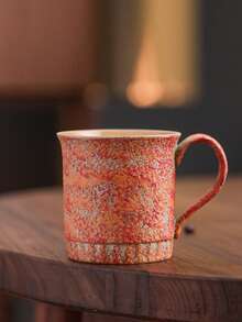 1pc 275ml Ceramic Cup, Household Office Guest Cup, Couple Cup, Hanging Ear Coffee Cup, Cola Cup, Cold Drink Cup, Breakfast Milk Cup, Beer Cup, Oatmeal Cup, Flower Tea Cup, Creative Crackle Glaze Ceramic Cup, Beverage Cup, Office Water Cup - Multicolor - View 13