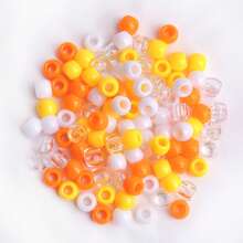 100顆 10x12mm 大孔塑料彩色馬尾髮珠，適用於非洲編髮，混色包含黃色與橘色 - 透明/白/黃/橙 - 查看 6