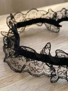 Black Lace Floral Bow Sexy Bridal Wedding Leg Chain - Black - View 9