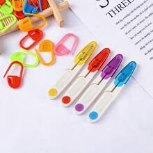 100pcs Random Color Stitch Markers + 3pcs Random Color Scissors + 1pc PVC Mesh Storage Bag, DIY Yarn Knitting Tool Set - Knitting Set - View 4