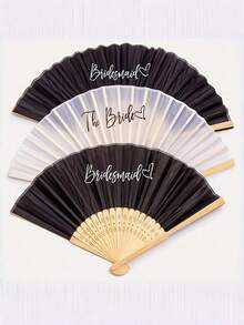 1pc Bamboo Folding Fan, Portable Wedding Bride Bridesmaid Party Favor Decoration - Folding Fan - View 8