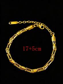 MECYLIFE 1pc Personalized Chain Bracelet, Stainless Steel Adjustable Layered Bracelet For Daily Wear - Yellow Gold - View 8