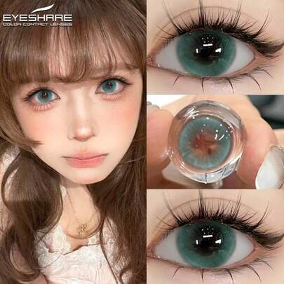 Eyeshare 1 Pair Natural Color For Eyes Soft Eye Lenses Green Lenses,Yearly Disposable,Dimension Of 14.5MM