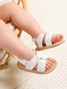 Dép xăng đan đế mềm có thể điều chỉnh cho bé trai và bé gái từ 0-18 tháng tuổi, chống trượt, thích hợp cho mùa hè. - trắng - Xem 11