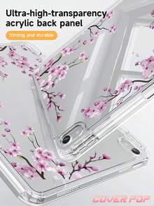 樱花图案平板电脑保护套，适用于 iPad Air 11 英寸 M3 2025/M2 2024、iPad Air 第五代 2022、(A16) 11 英寸第十一代 2025、Galaxy Tab、Kindle Paperwhite 第十二代 2024。透明背板搭配时尚图案，支持自动休眠/唤醒功能，内置气垫保护，适合作为礼物或办公用品。 - 彩色 - 查看 4