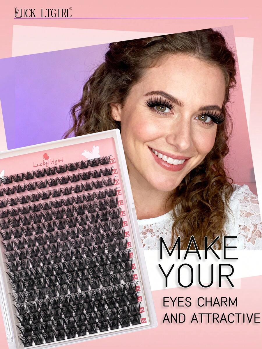 LUCK LTGIRL 192/384/576片簇状假睫毛 DIY睫毛嫁接 自然C/D卷度 10-16mm 3D仿貂毛 轻盈蓬松 柔软可重复使用 - 查看 1