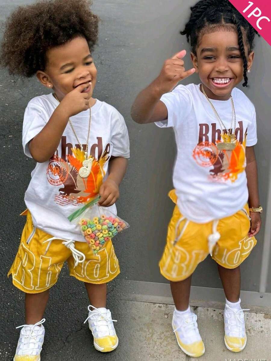 Boys' Cotton Round Neck T-Shirt, Casual And Comfortable Spring And Summer Short-Sleeved Printed Top - trắng - Xem 1