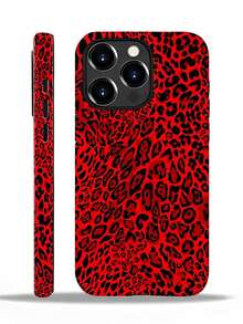 Red-Black Leopard Print Two-In-One Matte Texture Phone Case Suitable For Compatible With Iphone17,16, 15, 14, 13, 12, 11, PRO MAX,PLUS, , Galaxy S21/22/23/24/25 Ultra/FE+,NOTE20 Ultra,A71/56/55/54/53/52/36/34/26/25/23/16/15/14/13/06 - 彩色 - 查看 1