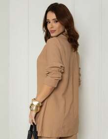 Women's Premium Blazer And Pants Set - Beige - View 6