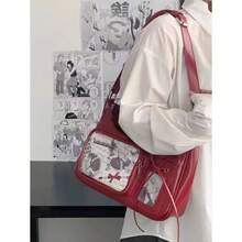 Y2k Harajuku Shoulder Bag Women Korean Transparent Ita Bag School Crossbody Bag Female Japanese Designer Preppy Handbag Purse - 紅色 - 查看 2