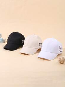 3pcs Baby Cute Cartoon Animal Printing Baseball Cap Solid Color Casual Sun Hat - Multicolor - View 8