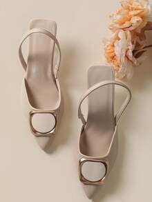 Nuevos zapatos de tacón alto de punta fina y diseño de espalda abierta, versátiles para uso en fiestas - Albaricoque - Ver 6