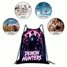 Durable Drawstring Bag Featuring Graphic, With Practical Pockets, Ideal For Gym, Yoga, Travel, And Football - Multicolor - View 7